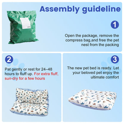 Washable Dog Bed Mat – Breathable Summer Pet Mattress with Removable Cover & Non-Slip Bottom, Cute Animal Patterns, All-Season Crate Pad for Small Medium Large Dogs & Indoor Cats