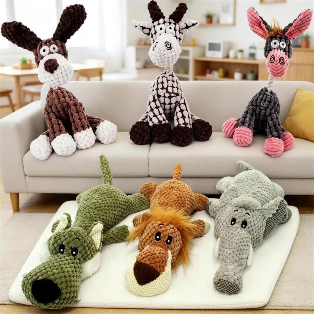 6pcs Squeaky Plush Dog Toys – Cute Animal-Shaped Chew & Teething Set, Interactive Plush Toys for Small & Medium Dogs, Anxiety Relief & Teeth Cleaning, Safe & Durable