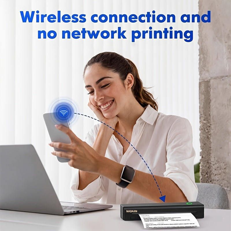Portable Inkless Thermal Printer A4 with Paper Tray Wireless Mobile Printer Supports 8.5x11 Letter A4 Paper Compatible with iPhone Android Laptop Home Office School Travel
