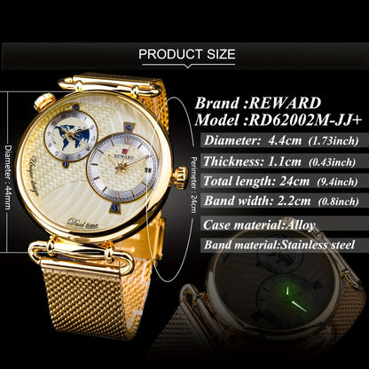 Men's Classic Vintage Quartz Watch for Business – Elegant Golden Dial Dress Wristwatch with Gift Box, Analog Timepiece for Work, Formal & Special Occasions