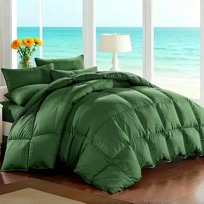 7 Piece Comforter Set Queen King Size – Soft Microfiber Pinch Pleated Bed in a Bag with Comforter, Fitted Sheet, Flat Sheet & 4 Pillowcases, All-Season Bedding Set for Home & Dorm