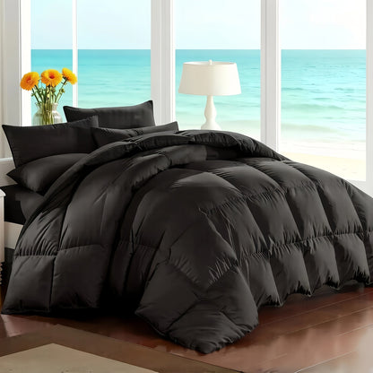 7 Piece Comforter Set Queen King Size – Soft Microfiber Pinch Pleated Bed in a Bag with Comforter, Fitted Sheet, Flat Sheet & 4 Pillowcases, All-Season Bedding Set for Home & Dorm