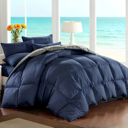 7 Piece Comforter Set Queen King Size – Soft Microfiber Pinch Pleated Bed in a Bag with Comforter, Fitted Sheet, Flat Sheet & 4 Pillowcases, All-Season Bedding Set for Home & Dorm